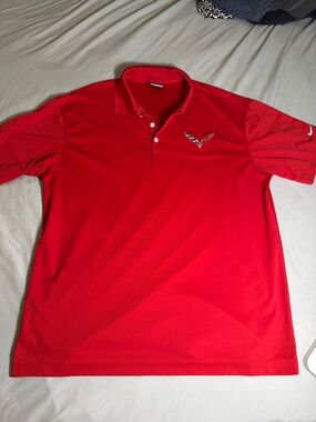 Nike Red Men’s Polo with Corvette Stingray Logo